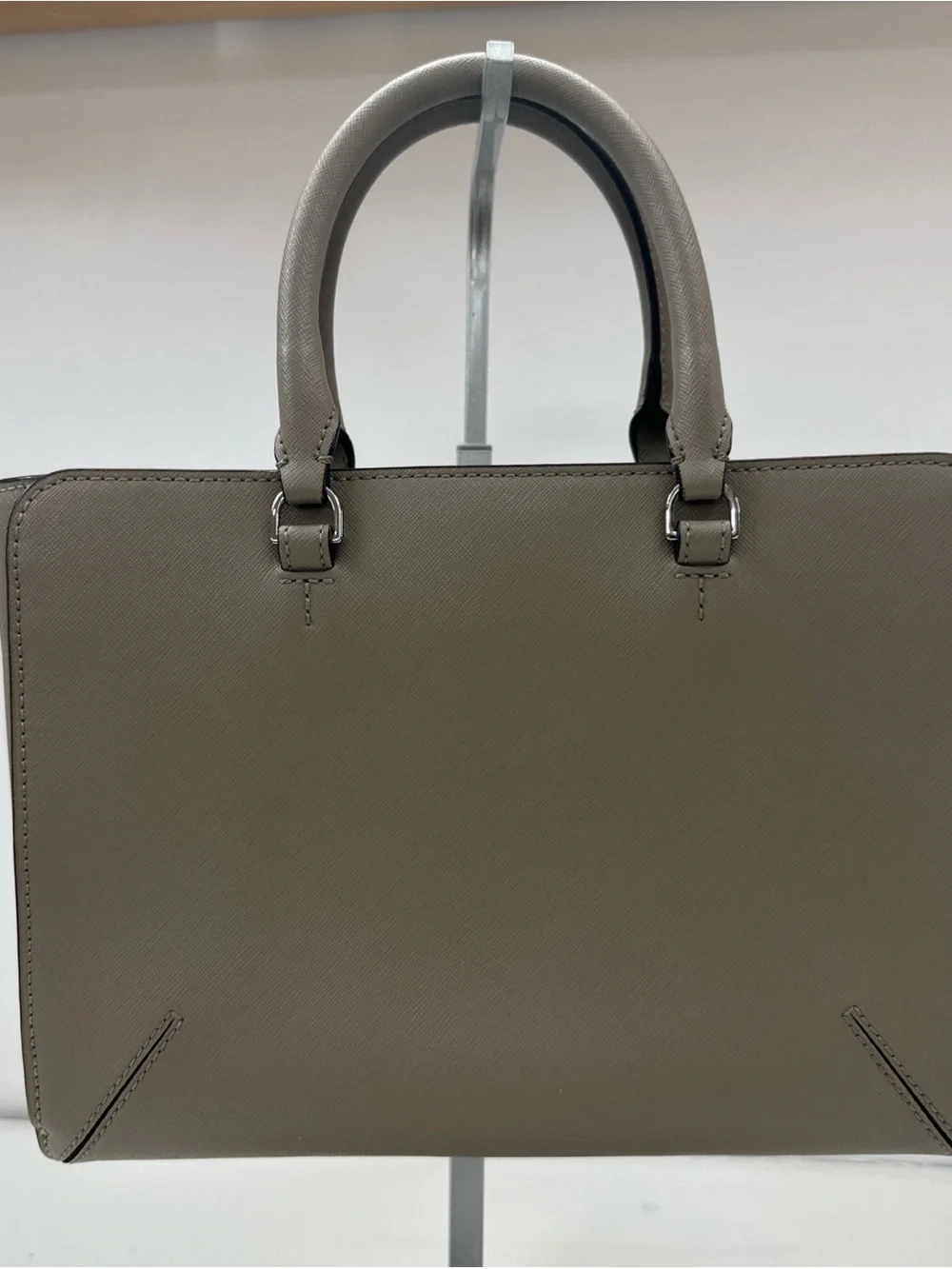Tory Burch Olive Taupe Leather Tote with Charm